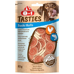 8in1 - 8in1 Tasties Sushi Rolls Tavuklu Balıklı Sushi Köpek Ödülü 85 Gr
