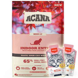 Acana - Acana Indoor Entree Sterilised Kısırlaştırılmış Kedi Maması 1,8 Kg + 2 Adet Wanpy Çorba 50 Gr