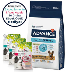 Advance - Advance German Shepherd Alman Kurdu Köpek Maması 12 Kg + 3 Adet Garden Mix Ezme Köpek Ödülü 80 Gr