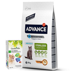 Advance - Advance Junior Kısırlaştırılmış Yavru Kedi Maması 10 Kg + Garden Mix 24Lü Kedi Kreması