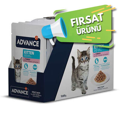 Advance Kitten Turkey Hindi Etli Yavru Kedi Yaş Maması 85 Gr x 12 Adet