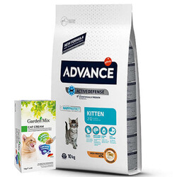 Advance - Advance Kitten Yavru Tavuk Etli Kedi Maması 10 Kg + Garden Mix 24Lü Kedi Kreması