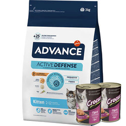 Advance - Advance Kitten Yavru Tavuk Etli Kedi Maması 3 Kg + 2 Adet Crocus 400 Gr Konserve