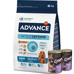 Advance - Advance Medium Chicken Tavuklu Orta Irk Köpek Maması 3 Kg + 2 Adet Crocus 400 Gr Konserve