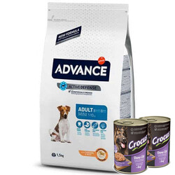 Advance - Advance Mini Küçük Irk Tavuklu Köpek Maması 3 Kg + 2 Adet Crocus 400 Gr Konserve