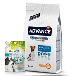 Advance - Advance Mini Küçük Irk Tavuklu Köpek Maması 3 Kg + Garden Mix Somonlu Köpek Ödülü 80 Gr