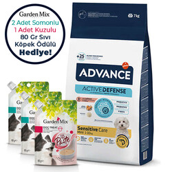 Advance - Advance Mini Sensitive Somonlu Küçük Irk Köpek Maması 7 Kg + 3 Adet Garden Mix Ezme Köpek Ödülü 80 Gr