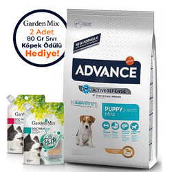 Advance - Advance Puppy Mini Küçük Irk Yavru Köpek Maması 3 Kg + 2 Adet Garden Mix 80 Gr Sıvı Ödül