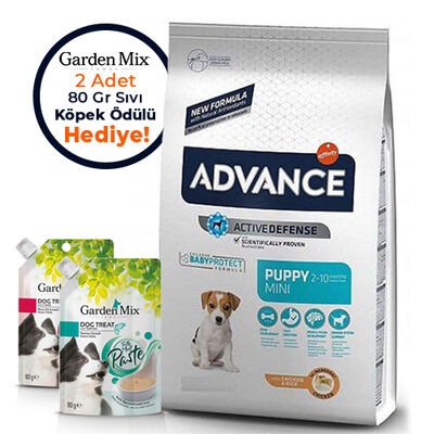 Advance Puppy Mini Küçük Irk Yavru Köpek Maması 3 Kg + 2 Adet Garden Mix 80 Gr Sıvı Ödül