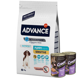 Advance - Advance Puppy Sensitive Somonlu Yavru Köpek Maması 3 Kg + 2 Adet Crocus 400 Gr Konserve