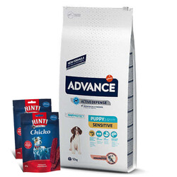 Advance - Advance Puppy Sensitive Yavru Köpek Maması 12 Kg + 2 Adet Rinti Köpek Ödülü 60 Gr