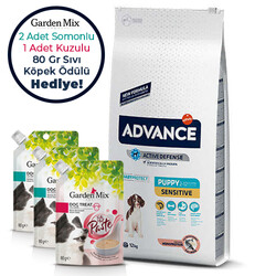 Advance - Advance Puppy Sensitive Yavru Köpek Maması 12 Kg + 3 Adet Garden Mix Ezme Köpek Ödülü 80 Gr