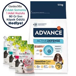 Advance - Advance Sensitive Hassas Somonlu Köpek Maması 12 Kg + 3 Adet Garden Mix Ezme Köpek Ödülü 80 Gr