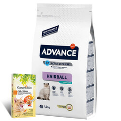 Advance - Advance Sterilised Hairball Kısırlaştırılmış Kedi Maması 1,5 Kg + Garden Mix 5Li Kedi Kreması