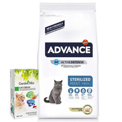 Advance Sterilized Kısırlaştırılmış Hindili Kedi Maması 15 Kg + Garden Mix 24Lü Kedi Kreması - Thumbnail