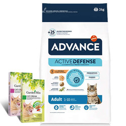 Advance - Advance Tavuk Etli Yetişkin Kedi Maması 3 Kg + 2 Adet Garden Mix 5Li Kedi Kreması