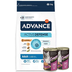 Advance - Advance Tavuk Etli Yetişkin Kedi Maması 3 Kg + 2 Adet Crocus 400 Gr Konserve