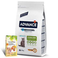 Advance - Advance Junior Kısırlaştırılmış Yavru Kedi Maması 1,5 Kg + Garden Mix 5Li Kedi Kreması