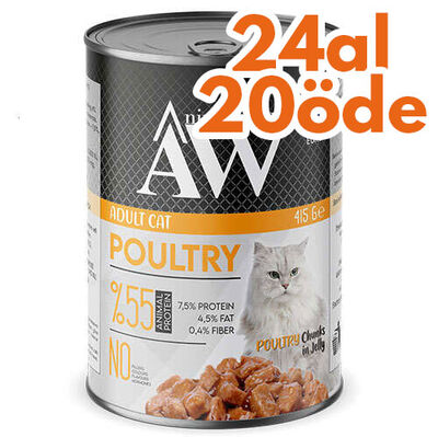 Animal World Chucks in Jelly Poultry Kümes Hayvanlı Kedi Yaş Maması 415 Gr - 24 Al 20 Öde