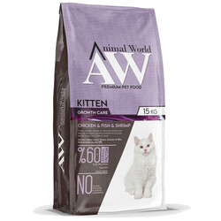 Animal World - Animal World Kitten Tavuk Balık Yavru Kedi Maması 15 Kg + 5 Adet 400 Gr Cex Konserve