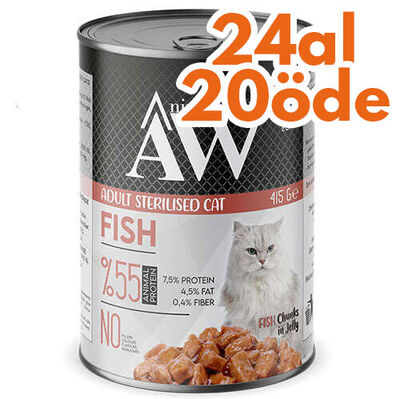 Animal World Sterilised Chucks in Jelly Fish Balıklı Kısırlaştırılmış Kedi Yaş Maması 415 Gr - 24 Al 20 Öde