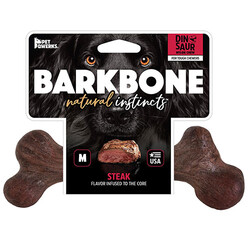 Pet Qwerks - BarkBone Dinosaur Biftek Aromalı Köpek Çiğneme Kemiği (Orta Boy)