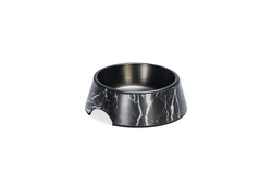 Beeztees DBL Köpek Mama Su Kabı, Mat Siyah Paslanmaz Çelik, Siyah Mermer Görünümlü, 17,5cm, 350ml - Thumbnail