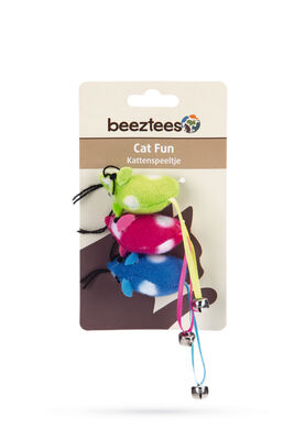 Beeztees Kedi Oyuncağı, Peluş Zilli Fare, 3 Adet, Çeşitli Renklerde, 5cm