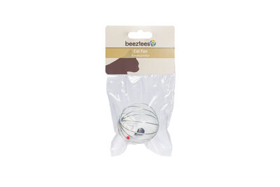 Beeztees Kedi Oyuncağı, Tel Top İçerisinde Pleuş Fare, Çeşitli Renklerde, 5,5cm
