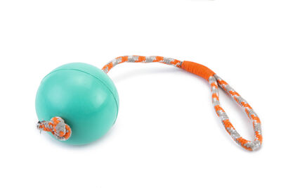 Beeztees Köpek Oyuncağı, İpli Dolu Top, Kauçuk, Turkuaz, 30cm