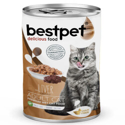 Bestpet - Bestpet Ciğerli Parça Etli Ve Soslu Yetişkin Kedi Konservesi 400 Gr