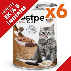 Bestpet - Bestpet Ciğerli Parça Etli Ve Soslu Yetişkin Kedi Konservesi 400 Gr x 6 Adet