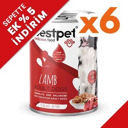 Bestpet - Bestpet Kuzu Etli Parça Etli ve Jöleli Köpek Konservesi 400 Gr x 6 Adet