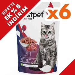 Bestpet - Bestpet Pouch Jelly Biftek Etli Kedi Yaş Maması 85 Gr x 6 Adet