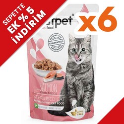 Bestpet - Bestpet Pouch Jelly Sterilised Somon Balıklı Kısırlaştırılmış Kedi Yaş Maması 85 Gr x 6 Adet