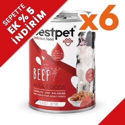 Bestpet - Bestpet Sığır Etli Parça Etli ve Soslu Köpek Konservesi 400 Gr x 6 Adet