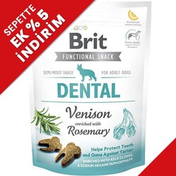 Brit Care - Brit Snack Dental Geyik ve Biberiye Ağız ve Diş Sağlığı Tahılsız Köpek Ödülü 150 Gr