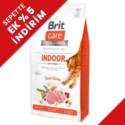 Brit Care - Brit Care Indoor Anti Stress Tavuklu Tahılsız Kedi Maması 2 Kg + Temizlik Mendili