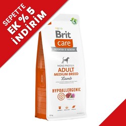 Brit Care - Brit Care Medium Orta Irk Kuzulu Köpek Maması 12 Kg + 2 Adet Pro Choice Konserve 400 Gr