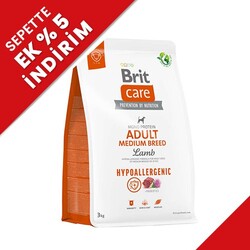 Brit Care - Brit Care Medium Orta Irk Kuzulu Köpek Maması 3 Kg + Temizlik Mendili