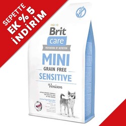 Brit Care - Brit Care Mini Sensitive Geyikli Küçük Irk Tahılsız Köpek Maması 2 Kg + Temizlik Mendili