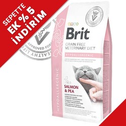 Brit Care - Brit Veterinary Diets Hypoallergenic Tahılsız Somonlu Kedi Maması 2 Kg + Temizlik Mendili