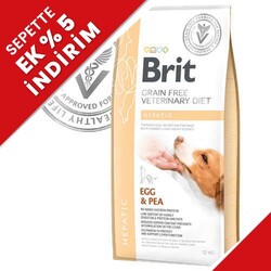 Brit Care - Brit Veterinary Diets Hepatic Tahılsız Yumurta Bezelye Köpek Maması 12 Kg + Temizlik Mendili