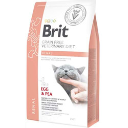 Brit Veterinary Diets Renal Tahılsız Yumurta Bezelye Kedi Maması 2 Kg + Temizlik Mendili - Thumbnail