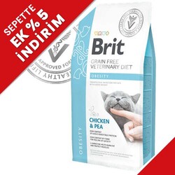 Brit Care - Brit Veterinary Diets Obesity Tahılsız Tavuk Bezelye Kedi Maması 2 Kg + Temizlik Mendili