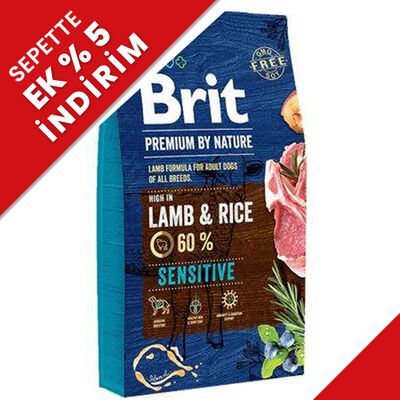 Brit Premium Sensitive Lamb Kuzu Etli Hassas Köpek Maması 8 Kg + Temizlik Mendili