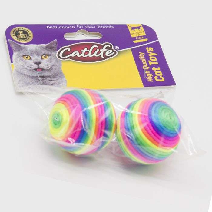 Catlife 201572 Gökkuşağı Top Renkli Kedi Oyuncağı (2li Paket) Kedi