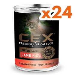 Cex - Cex Parça Etli Kitten Tahılsız Kuzulu Yavru Kedi Konservesi 415 Gr x 24 Adet