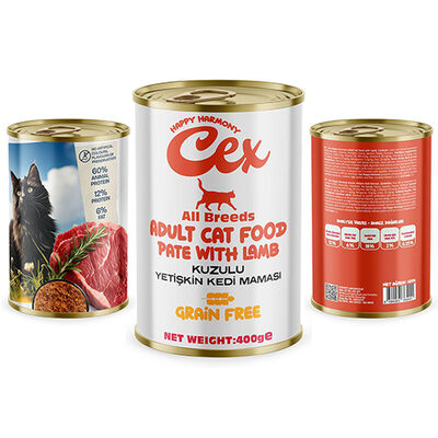 Cex Kuzulu Yetişkin Tahılsız Kedi Konservesi 415 gr x 24 Adet