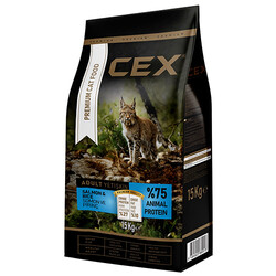 Cex - Cex Premium Somonlu ve Pirinçli Kedi Maması 15 Kg + 3 Adet Cex 400 Gr Konserve